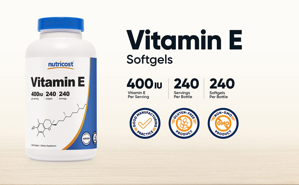 Nutricost Vitamin E 400 IU, 240 Softgel Capsules (2 Bottles)