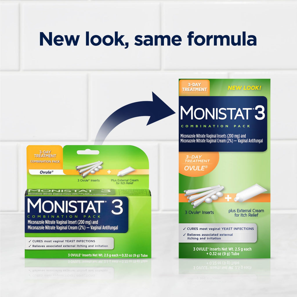 Monistat 3-Day Yeast Infection Treatment, Miconazole Ovule Inserts + Cream