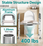 Soundfuse Toilet Seat Risers for Seniors, Raised Toilet Seat with Handles, Adjustable Height & Width, Cozy Padded 400lb Elevated Toilet Seat, Fit Any Toilet