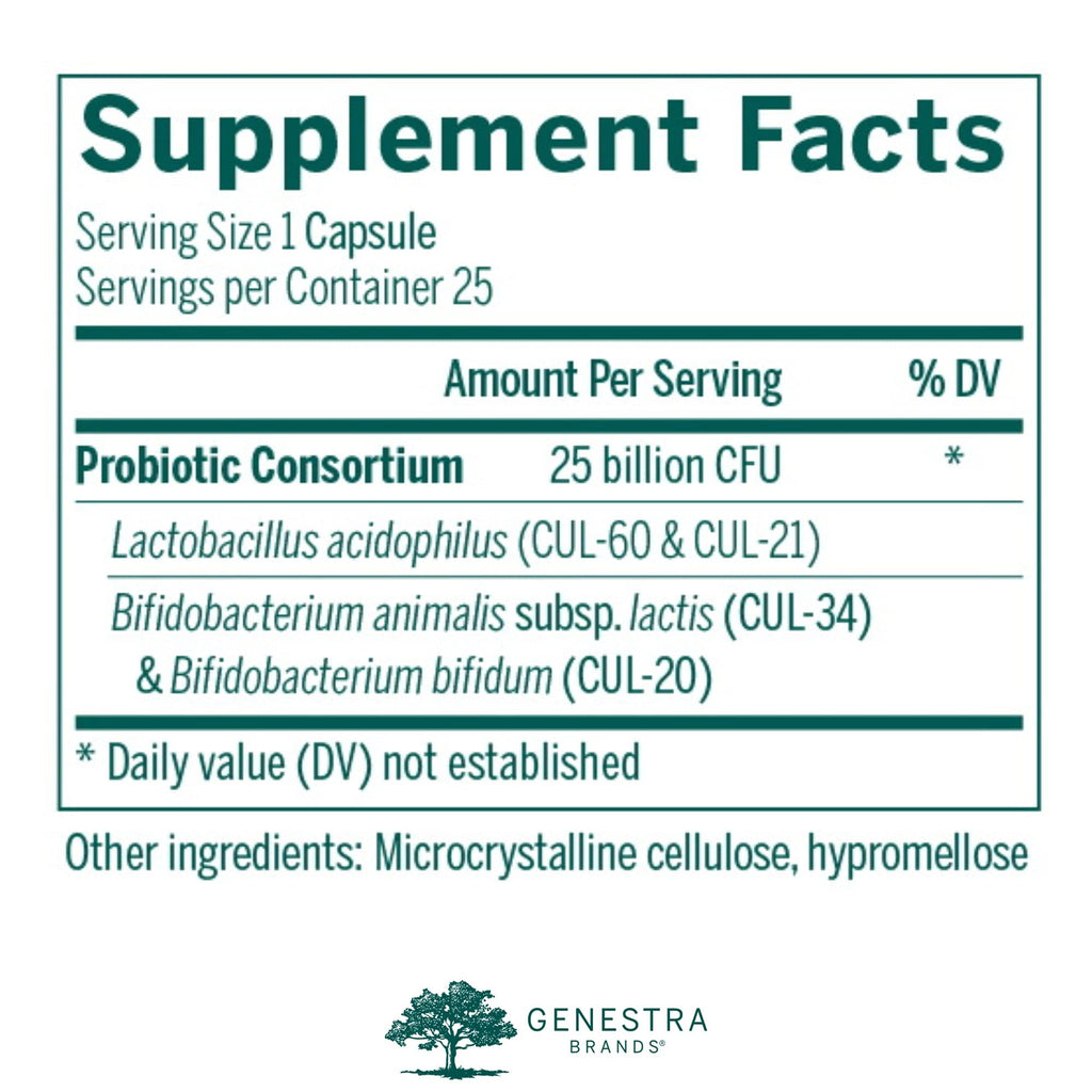 Genestra Brands HMF Intensive | Shelf-Stable Probiotic Supplement Support for GI Health, Abdominal Comfort and Healthy Microflora* | 25 Vegetarian Capsules