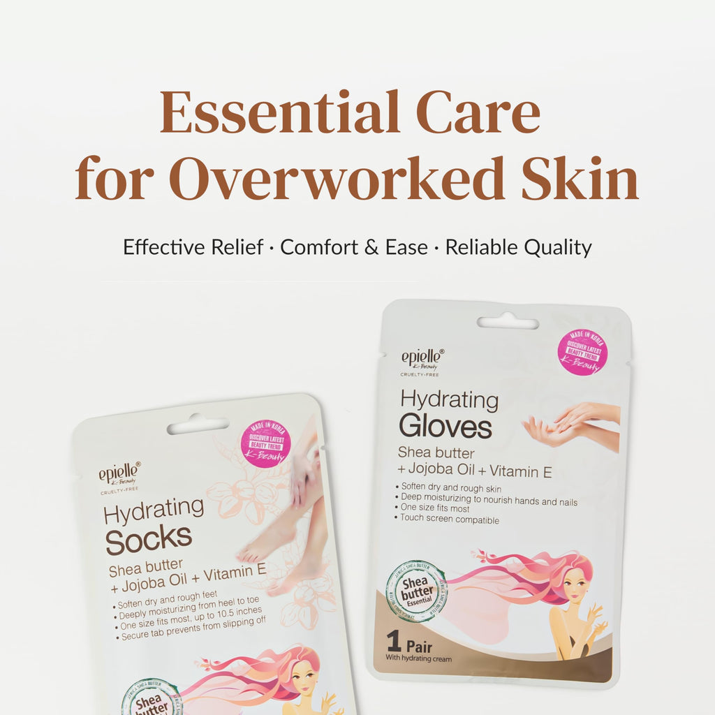 Epielle Hydrating Foot Mask 6 Pairs, Relieve and Soften with Shea Butter & Jojoba Oil, Deep Moisturizing Socks for Dry, Cracked Feet, Self Care Gifts for Women, Spa Kit