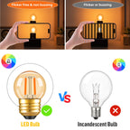 PADMO LUDAZ G40 LED Low Watt Light Bulbs Warm Glow E26 Amber 1W 10 Watt Light Bulb,Low Lumen Light Bulb Small Edison Short Dim Light Bulbs for Lamp,Bedroom (Amber 2200K, 6 Count)