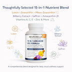 Neurobella Eye Formula, 15 in 1 Daily Eye Wellness Supplement with Lutein Zeaxanthin Bilberry & Vitamins, Clean Capsule Formula for Adult Wellness Routine (1)