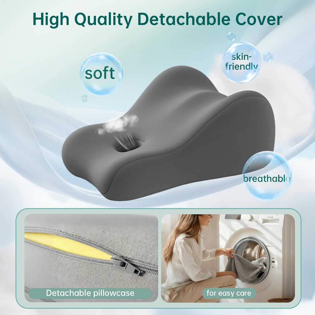 Memory Foam Wedge Pillow Intimacy Couples Pillow, Pregnant Ergonomic Contoured Position Pillow for Sleeping & Reading, Multi-Functional Bed Pillow Back Support Cushion All Grey