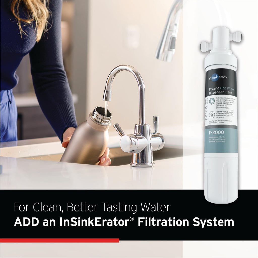 InSinkErator HOT250 Instant Hot and Cold Water Dispenser System, 2-Handle Drinking Water Faucet in Chrome with 2/3-Gallon, Filter-Compatible, Stainless Steel Tank, HC250C-SS