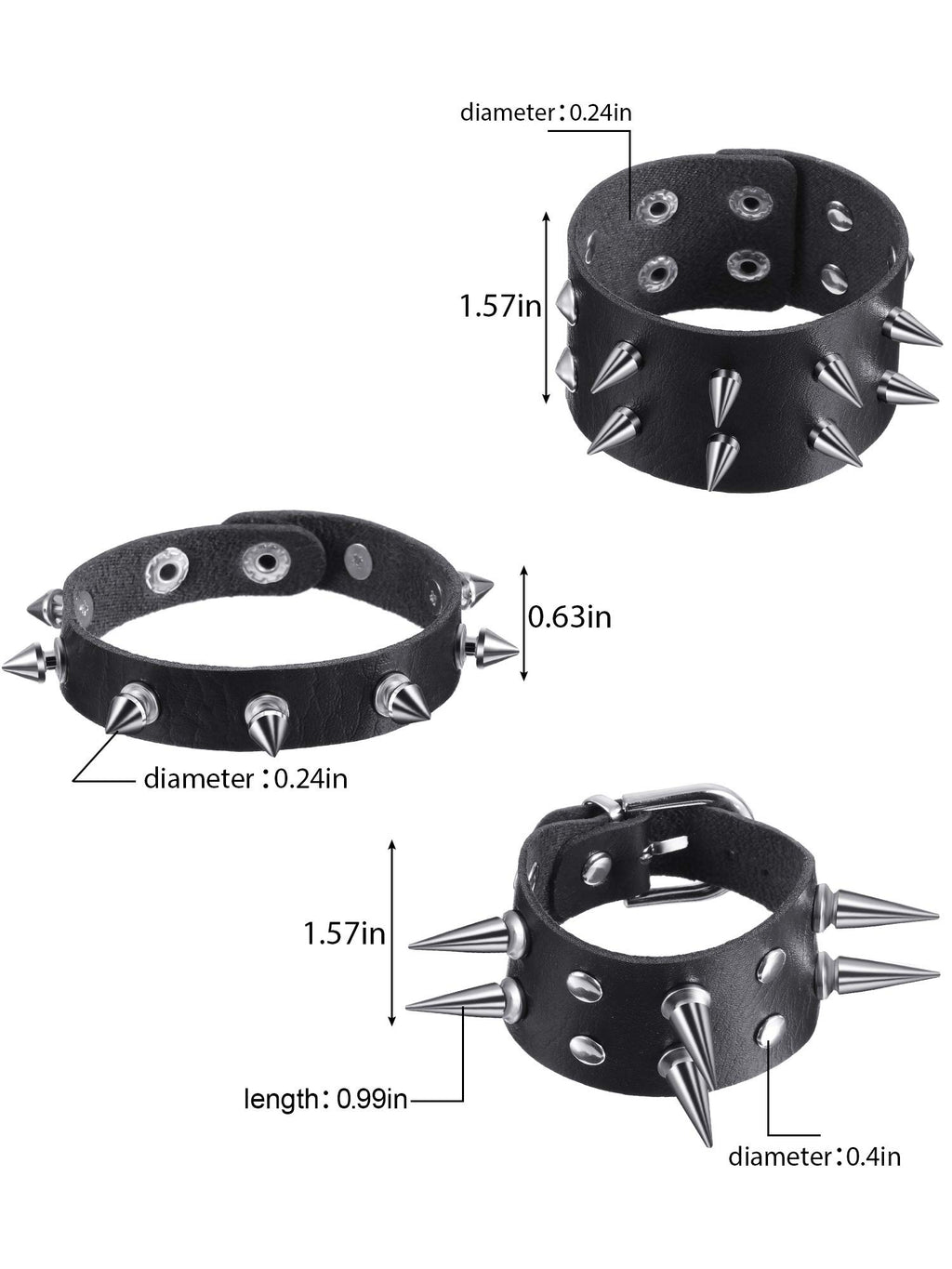 Hicarer 9 Pcs Spiked Studded Bracelet, Classic Style
