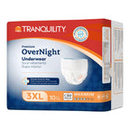 Tranquility Premium Overnight Disposable Absorbent Underwear (40 Count) - XXXL, 75-95 in. Waist - Maximum Absorbency, All-Night Sleep, Breathable Comfort, Adult Diapers