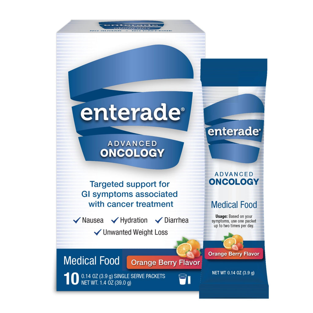 enterade Advanced Oncology Powder Packets, Orange Berry (1 Box, 10 Packets) - Specially Formulated to Decrease GI Side Effects - 10 Single-Servings
