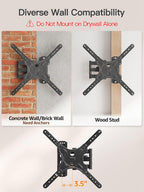 ELIVED Full Motion TV Wall Mount for 26-60" TVs, Max VESA 400x400, 77 lbs.