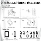ISUNMEA 9 Inch Solar Lighted House Numbers for Outside, Light Up Waterproof LED Address Numbers Signs for Houses, Large Personalized Illuminated Exterior Modern House Numbers Light (A-Black, 9IN)