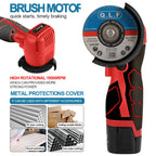 ZFULVO Cordless Brush Angle Grinder Kit, 19500rpm Mini Electric Angle Grinding Tool with 2pcs 16.8V 2000mAh Batteries and 6-Cutting Discs, Grinder Handheld Cutter for Metal Wood