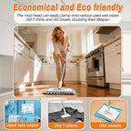 Snap Grip Mini Mop, Zero Touch No Wash Lazy Mop with One-Click Cloth Change, Compatible with Face Towels, Adjustable for Wet/Dry Floors, Tile, Hardwood, Corners (10 Reusable Cloths)
