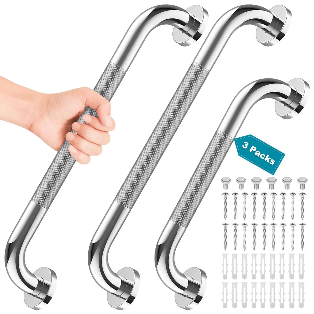 3 Pack Grab Bars for Bathtubs and Showers, 16-Inch and 12-Inch Anti-Slip Bathroom Shower Grab Bars for Seniors Wall, Safety Handicap Grab Bars Stainless Steel,Shower Handle for Elderly