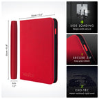 Vault X 9 Pocket Trading Card Zip Binder, 360 Cards, Premium Exo-Tec Album Material, 20 Side-Loading Pages, Folder for Collectible Games, Sports, TCG (Red)