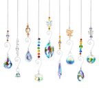 Crystal Suncatchers, RIFNY Hanging Crystals Ornament Sun Catcher with Chain, 9 Pack Glass Beads Ball Prisms Pendant Rainbow Maker for Window Home Office Garden Decoration