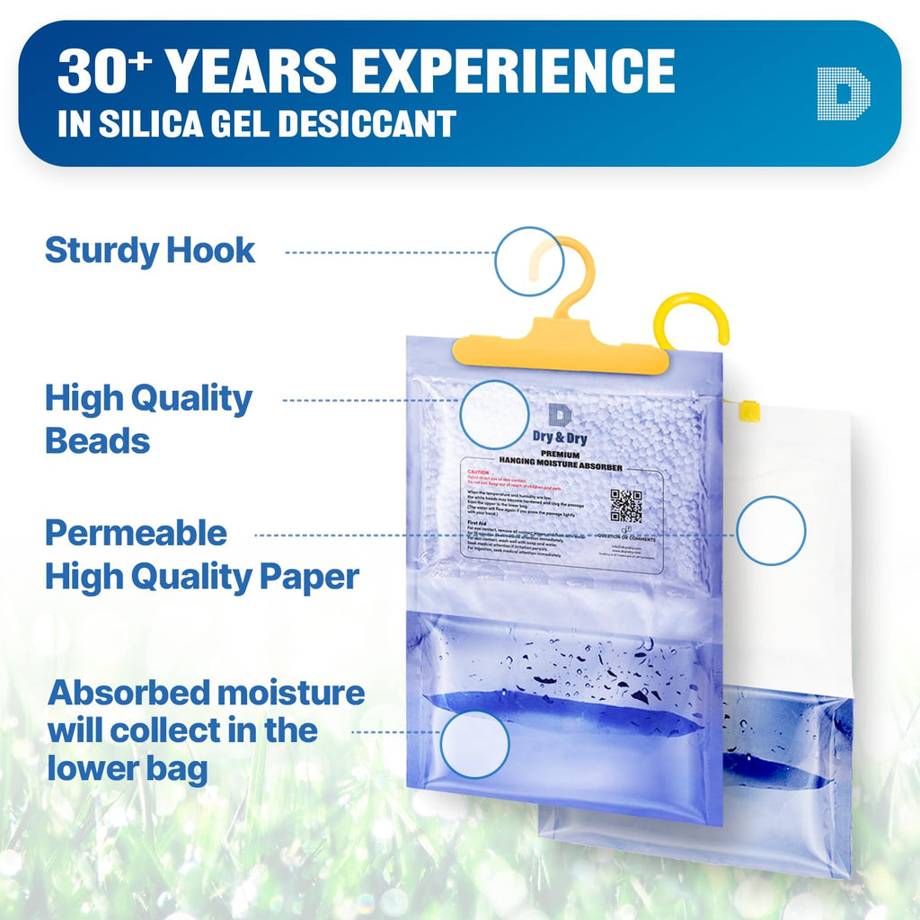 Dry & Dry 46 Packs [Net 14 Oz/Pack] Moisture Absorbers for Home, Basement & Bedroom - Small Dehumidifiers