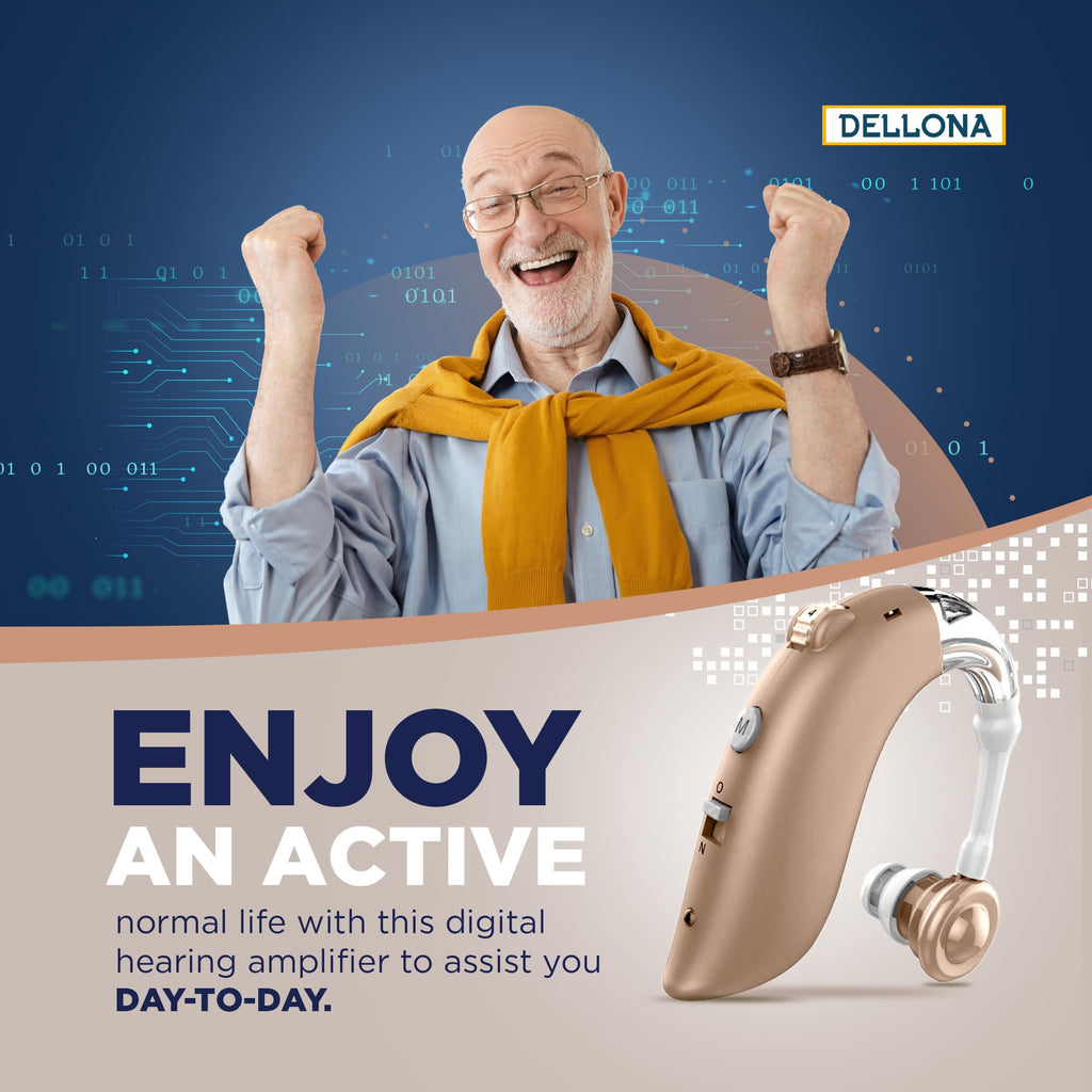 DELLONA Hearing Aids for Seniors, Hearing Aids Rechargeable for Seniors Severe Hearing Loss with Intelligent Noise Reduction (Pair) 4 Modes - Comfortable Wearing OTC Hearing Aid, PSAP