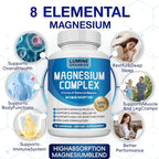 1PCSLumine Organics Magnesium Complex Supplement 1000mg - Advanced 8-in-1 Magnesium Blend - Glycinate, Citrate, Malate, Taurate etc.– High Absorption Formula – Non-GMO, 90 Capsules (1B)