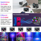 Party Lights,Disco DJ Strobe Light Rave Stage Projector Effect Dance Club Light Sound Activated with Remote Control for Parties Home Show KTV Pub Dance Christmas