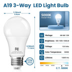 TJOY 3 Way Light Bulbs 40 60 100W Equivalent Daylight White 5000K, 2 Pack