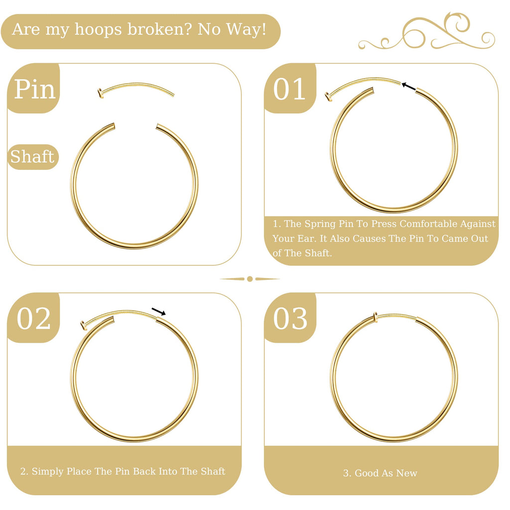 6 Pairs Clip On Hoop Earrings for Women Fake Spring Hoop Earrings, Gold