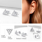 ChicSilver Sterling Silver Stud Earrings for Women Hypoallergenic Celtic Earrings Vintage Triquetra Triangle Studs Earrings Dainty Small Irish Jewelry for Women