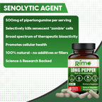 Rimo Nutrition Long Pepper 60 Vegan Capsules Natural Senolytic Supplement Agent – with Piper longumine (500mg)
