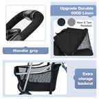 BestPet Pet Stroller Dog Cat Jogger Stroller for Medium Small Dogs Cats Folding Lightweight Travel Stroller with Cup Holder (Black, 3 Wheels)