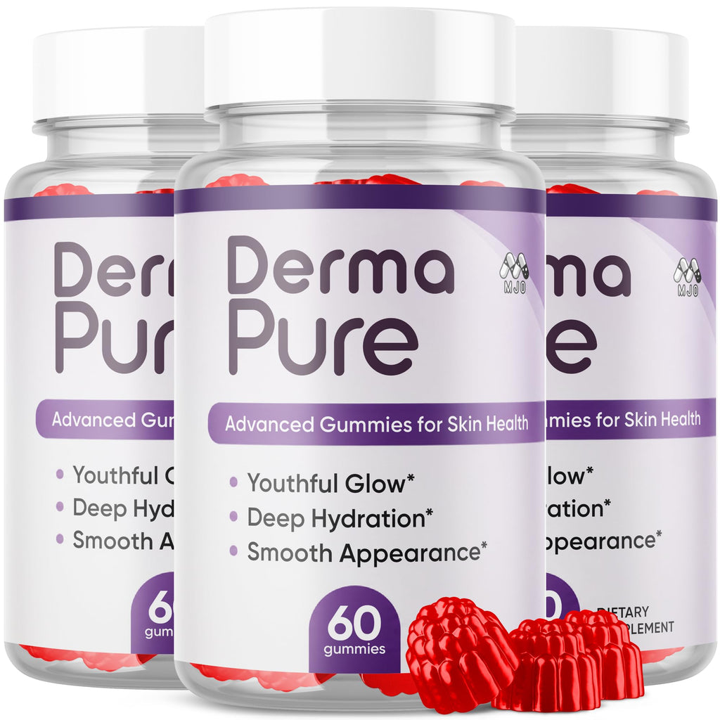 (3 Pack) Derma Pure Gummies, Official Derma Pure Gummy with All Natural Ingredients, Maximum Strength Supplement with Premium Vitamins Supporting Optimal Wellness and Advanced Health (180 Gummies)