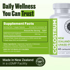 Intestinal Fortitude 100% Grass Fed New Zealand Cows Colostrum Capsules, Grassfed, Hormone Free, GMO Free, Optimal Gut Health and Immune System Support, Leaky Gut, IBD, 500 mg Capsules, 60 CT