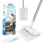 CleanMattix - FlexiClamp Sweep & Mop Kit - Compatible with Swiffer Pads, Durable Cleaning Tool for Hardwood, Tile, Marble & Laminate Floors, Home, Kitchen Cleaning Essentials. (Include 10 Dry Cloths)