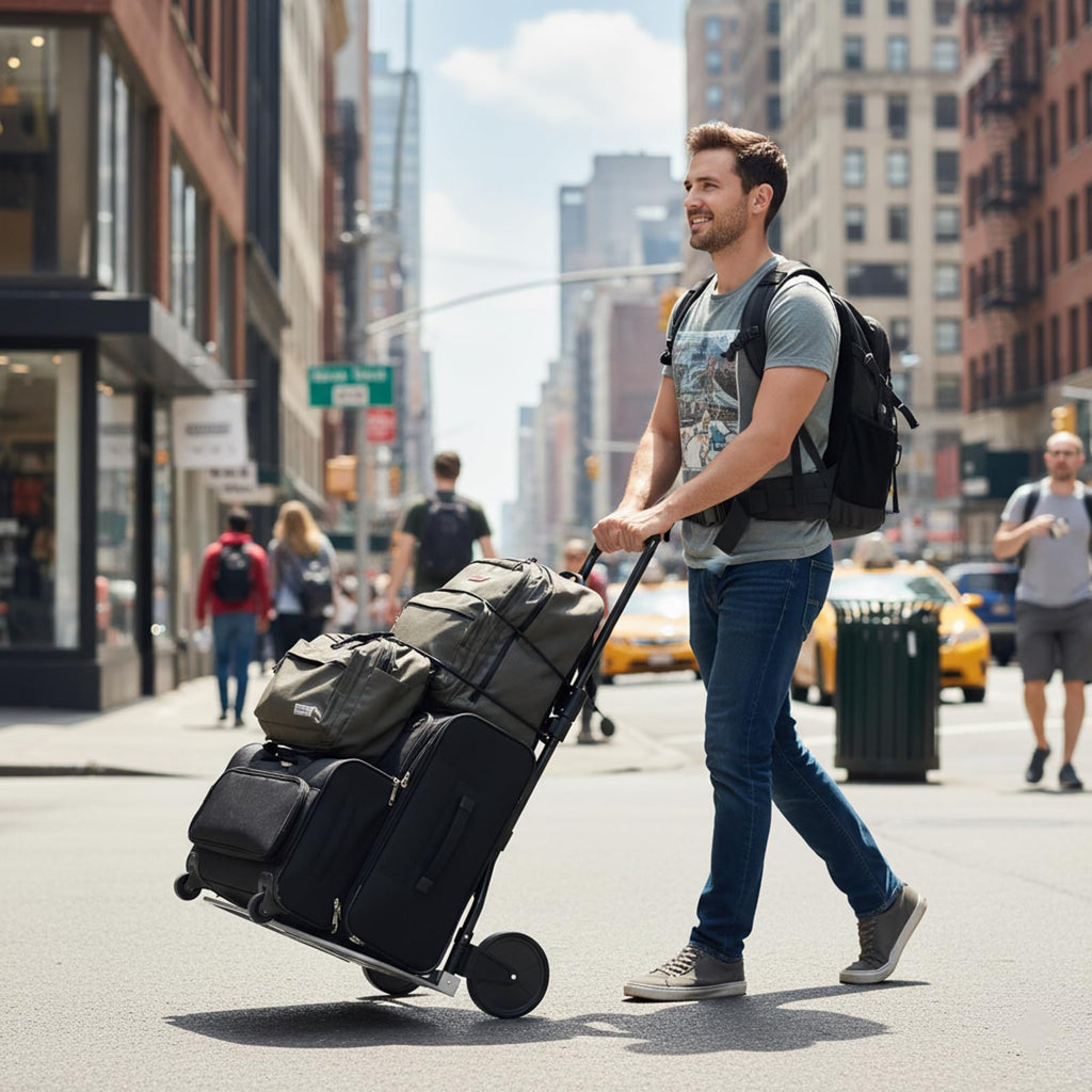 Leeyoung Folding Hand Truck and Dolly, 264 Lb Capacity Heavy-Duty Luggage Trolley Cart with Telescoping Handle and PP+EVA Wheels