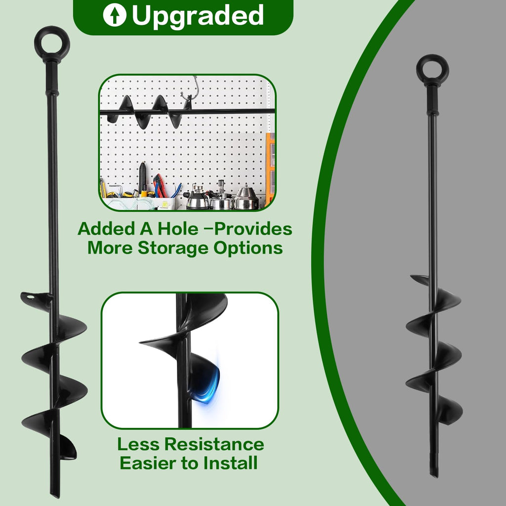 Qimshemi 18-Inch Ground Anchors Screw in Heavy Duty, 4 Pack Shed Anchor Kit with Wrenches and Straps, High Wind Trampoline Anchors & Stakes for Swing Sets, Camping Tent, Carport, Plants, Mobile Home