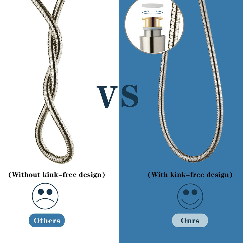 BRIGHT SHOWERS Shower Hose For Hand Held Shower Heads, 79 Inches Cord Extra Long Stainless Steel Hand Shower Hose, Ultra-Flexible Replacement Part with Brass Insert, Brushed Nickel