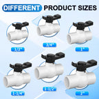 Boltigen 2Pack 1-1/2 inch Slip PVC Ball Valves, 1.5'' SCH40 PVC Water Shut Off Valve with Double Socket Full Flow Port, ''T'' Handle Plastic Control Valve, for Pool, Irrigation, Sewage Water Pipe