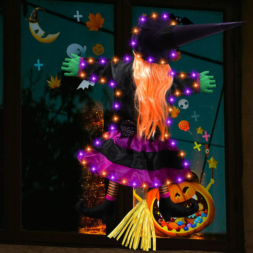 ILLUMINEW Halloween Decorations Outdoor, Solar Witch, Orange Purple