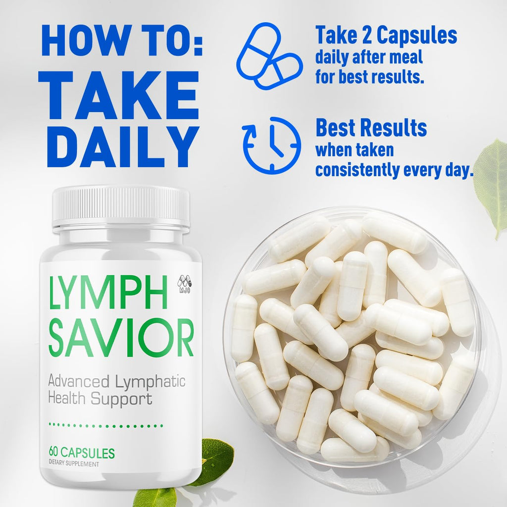 (2 Pack) Lymph Savior Capsules, Official Lymph Savior Pills with All Natural Ingredients, Maximum Strength Supplement with Premium Vitamins Supporting Optimal Wellness & Advanced Health (120 Capsules)