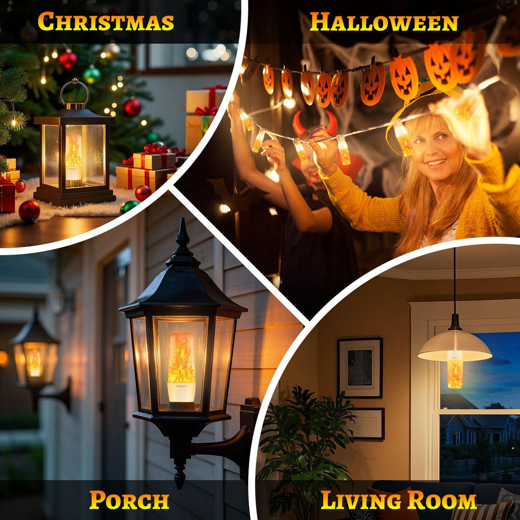 HoogaLife Flame Light Bulbs, E26 Led Light Bulb with Effect of Real Candle Fire Light, 4w Flame Bulb with Upside Down Effect, for Christmas Halloween Home Party Holiday House Room Porch