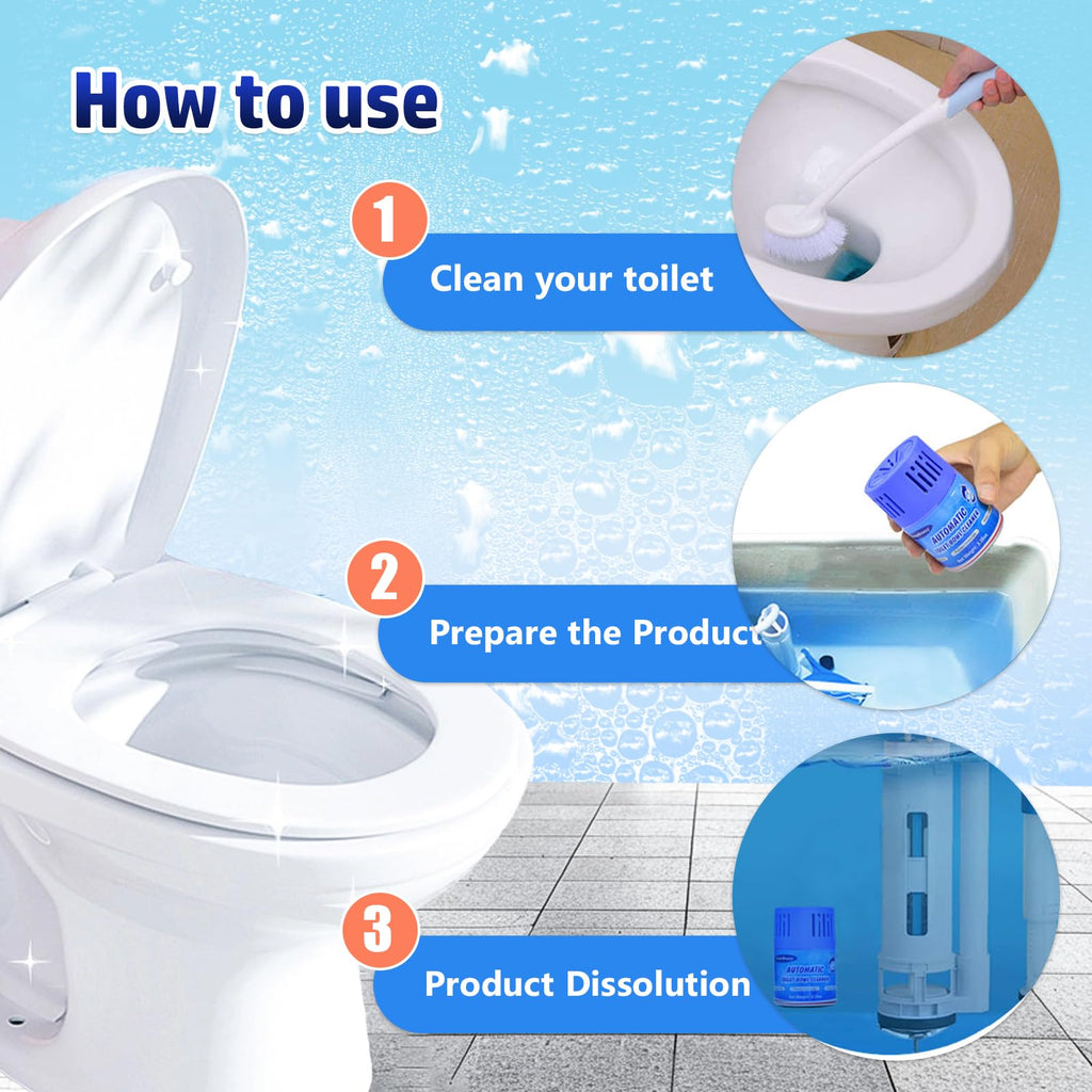 OceanBreezy Toilet Bowl Cleaners 2 Bottles | Automatic Long-Lasting Blue Toilet Cleaner Tablets, Septic Safe Toilet Bowl Tablets in Bottles | Larger capacity | Prevent Stain Buil（2800 Flushes Each）