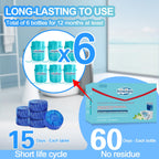 KIISIISO Toilet Bowl Cleaners-6 Pack, Automatic Toilet Tank Cleaner Tablets in Bottles, Long-Lasting Powerful Cleaning, Prevents Bathroom Stain & Odors Build Up, Septic Safe, Blue Water