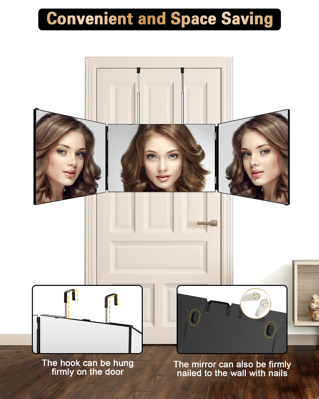 JUSRON 360 Viewing Angle Self Hair Cutting Mirror Shower Mirror