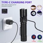 DARKDAWN UV Flashlight 395nm Black Light Mini USB Rechargeable Ultraviolet LED Blacklight Woods Lamp Powerful Fluorescent Portable Detector for Pet Urine Stains, Scorpions, Resin Curing