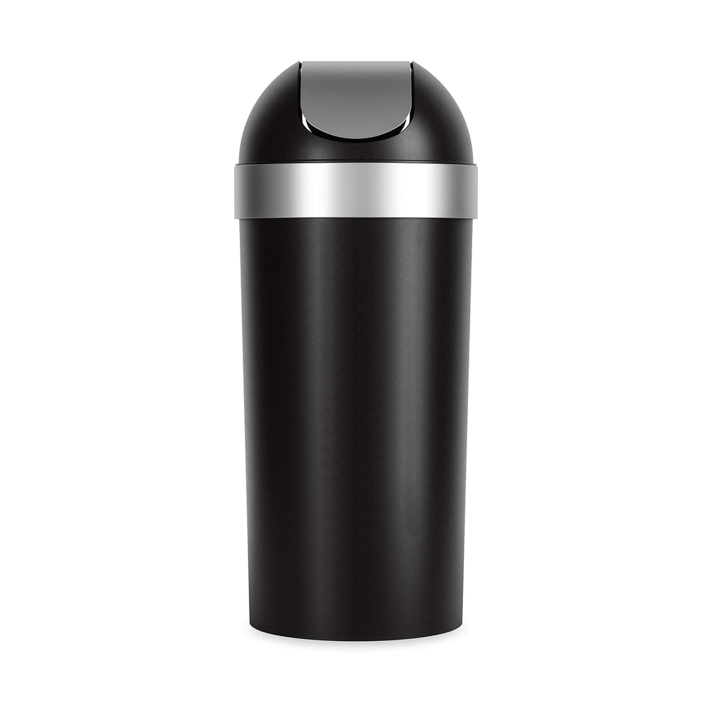 Umbra Venti Kitchen Trash Can, Swing Top Lid, 16 Gallon, Black/Nickel