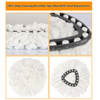 8-Pack Spin Mop Replacement Heads, 100% Microfiber Spin Mop Refills Heads for Easy Wring, 360°Micro Replacement Mop Head for Easy House Cleaning Floor Mopping - (White)