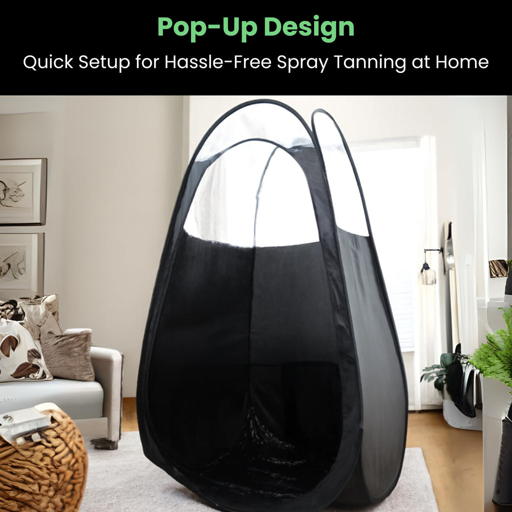 KobbTan Large Deluxe Spray Tan Tent – Pop Up Tent Portable Tanning Booth with Carry Case – Clear Window for Perfect Spray Tanning – Extraction Fan Opening – Easy Clean Spray Tan for Home & Salon