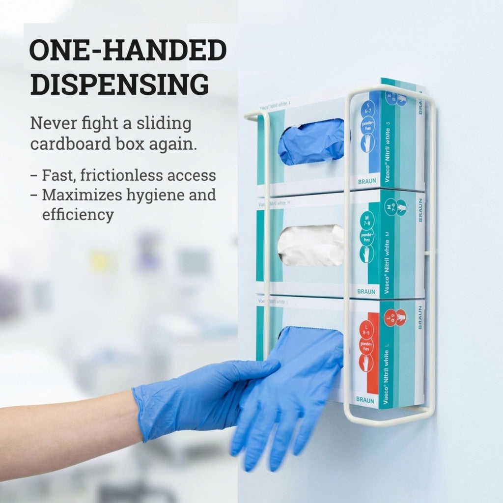 Triple Glove Box Holder, Wall Mount Metal Glove Dispenser - PERFORMORE