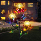 Afirst Solar Outdoor Lights Decorative, Lotus Crackle Glass for Yard Decor