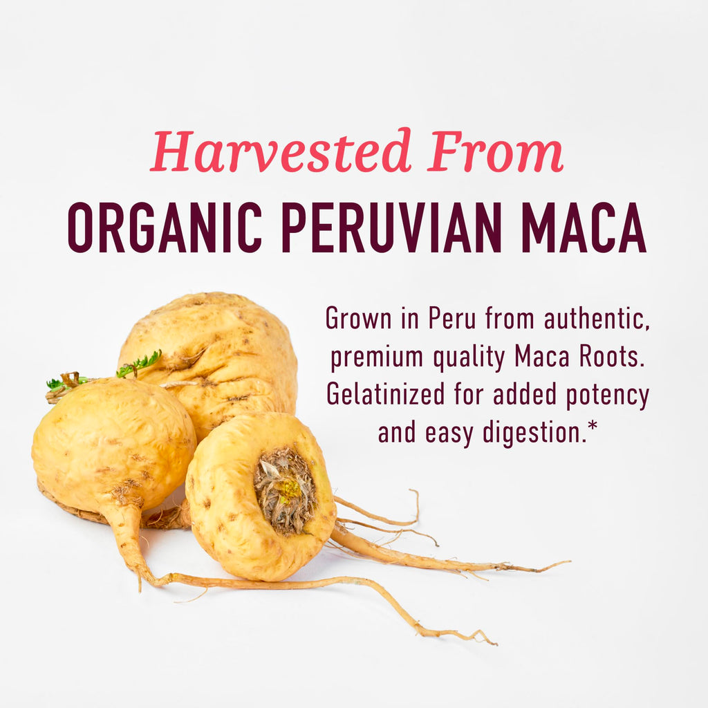 Organic Maca Root Capsules for Women | Peruvian Maca 2250MG Extra Strength | Red, Black & Yellow Root Powder with Black Pepper | Herbal Supplement to Support Energy & Hormone Balance | 120 Ct