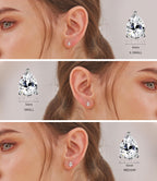 "STUNNING FLAME" 18K White Gold Plated 925 Sterling Silver Cubic Zirconia Pear Cut Stud Earrings | Teardrop CZ Studs for Women（Pear，6）