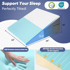 Vimoli Bed Wedge Pillow for Sleeping, Reading & Resting, 10 inch Cooling Memory Foam Incline Pillow Wedge for Adults Seniors, Ideal for Couch, Bedroom & Living Room, Removable Washable Cover